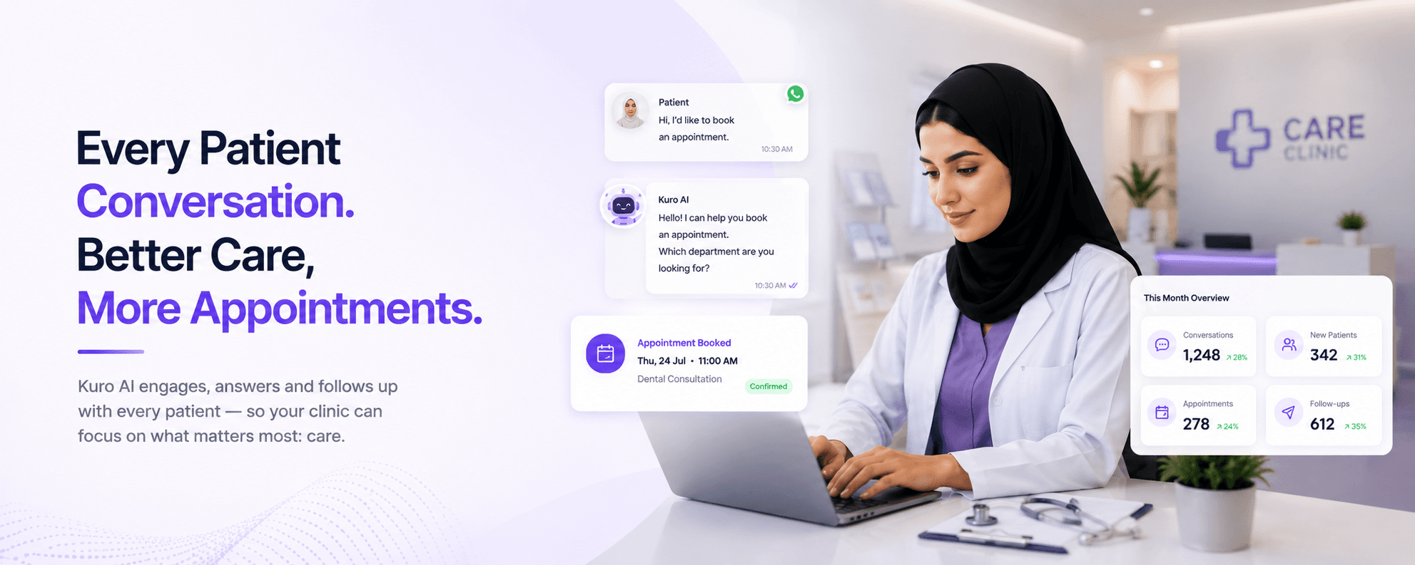 Kuro AI assistant for Healthcare & Clinics